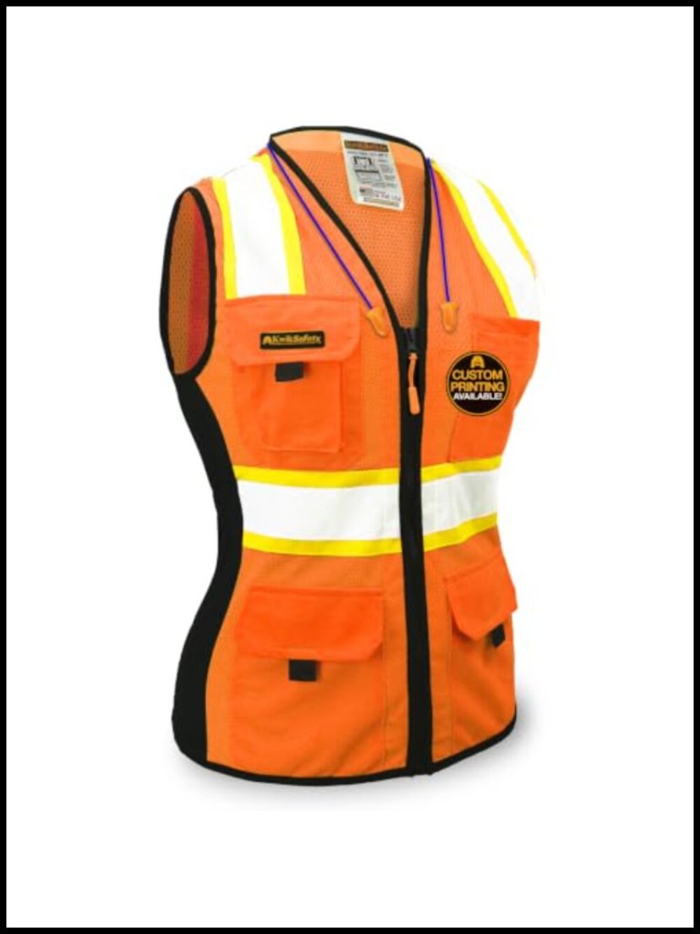 Womens Class 2 Hi Vis Safety Vest Reflective ANSI OSHA Workwear 9 Pockets